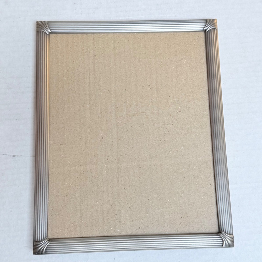 Burnes of Boston Picture Frame Home 8 x 10 Silver Ribbed Art Deco Vintage 1997
